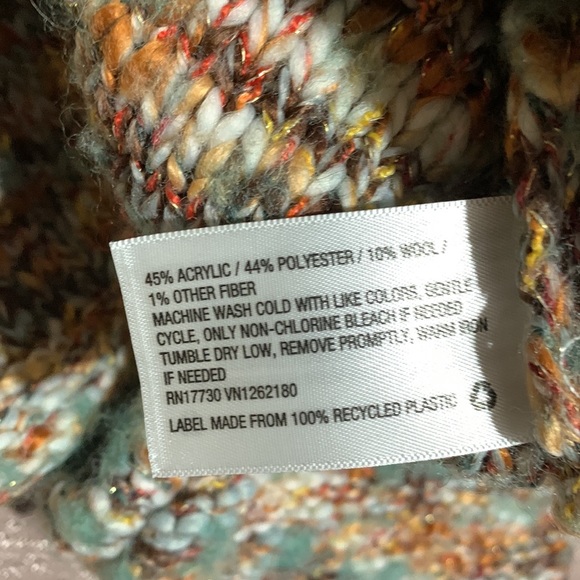 Universal Thread Short Chunky Sweater Cream Brown Green M Pullover - Picture 14 of 16